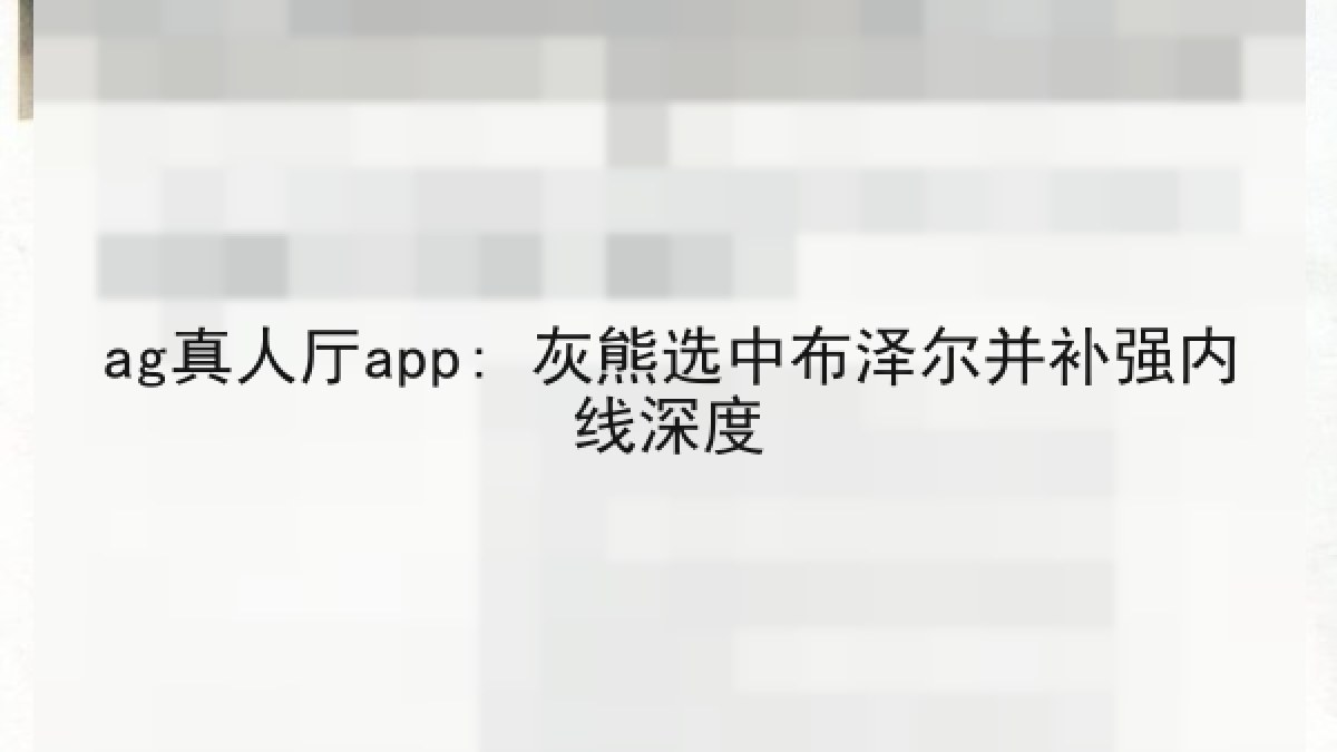 ag真人厅app: 灰熊选中布泽尔并补强内线深度